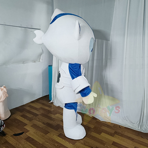 Funtoys professionnel personnalisé publicité dessin animé Cosplay poisson blanc mascotte animaux en peluche costumes pour Adule - Product Image 2