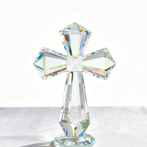 Figurine en cristal transparent en forme de croix, vente en gros d'usine, gravure personnalisée, ornement en cristal en forme de croix, cadeau religieux chrétien, baptême - Product Image 1