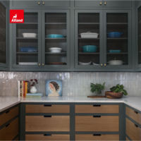 Allandcabinet Nouvelle tendance de rénovation d'armoires de cuisine modernes, placards de rangement intérieurs, panneaux rainurés en bois massif, tiroirs, portes, buffet