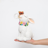 Sculpture de lapin en résine LED à énergie solaire Roogo de luxe pour la décoration de jardin et les fêtes