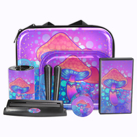 Vente en gros, logo personnalisé, broyeur d'herbes motif champignon girly, pot de cachette, accessoires pour fumeurs, kit de sac, ensemble de plateaux roulants
