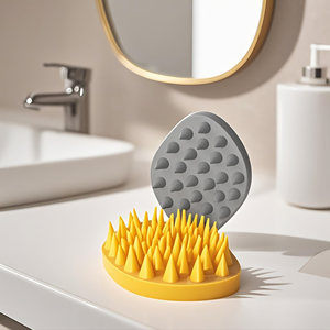 Cepillos de baño de silicona ergonómicos de grado alimenticio personalizados al por mayor cepillos de esponja cepillo de silicona cepillo ondulado - Product Image 5