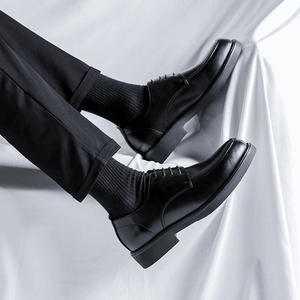 حذاء رجالي رسمي للأعمال والزفاف مناسب للعريس، بتصميم بريطاني كاجوال ومقدمة عريضة، مريح وناعم من الجلد يزيد الطول، مثالي لبدلات العمل - Product Image 4