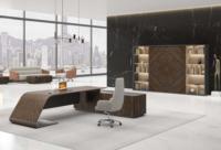Meubles de bureau modernes de luxe haut de gamme E1 MFC Table de bureau de direction peinte en placage de bois pour le patron du PDG pour les espaces de travail de l'entreprise