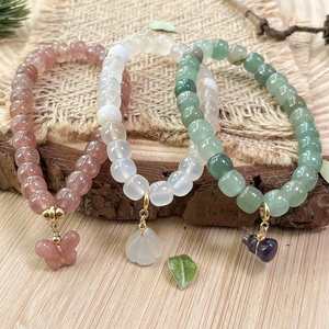 Bracelet en pierre naturelle avec perles de verre colorées pour le soulagement du stress – Vente en gros, remise sur les achats en vrac, lots mixtes disponibles - Product Image 2