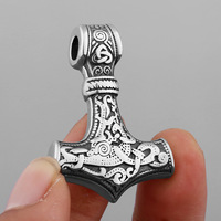 Pendentif Viking Marteau Thor Mjolnir Collier Homme Acier Titane Nordique Noeud Triangulaire Amulette Hip Hop Cadeau Vintage