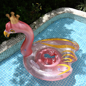 Bouée gonflable flamant rose avec paillettes pour enfants et adultes, jouet aquatique pour piscine - Product Image 1