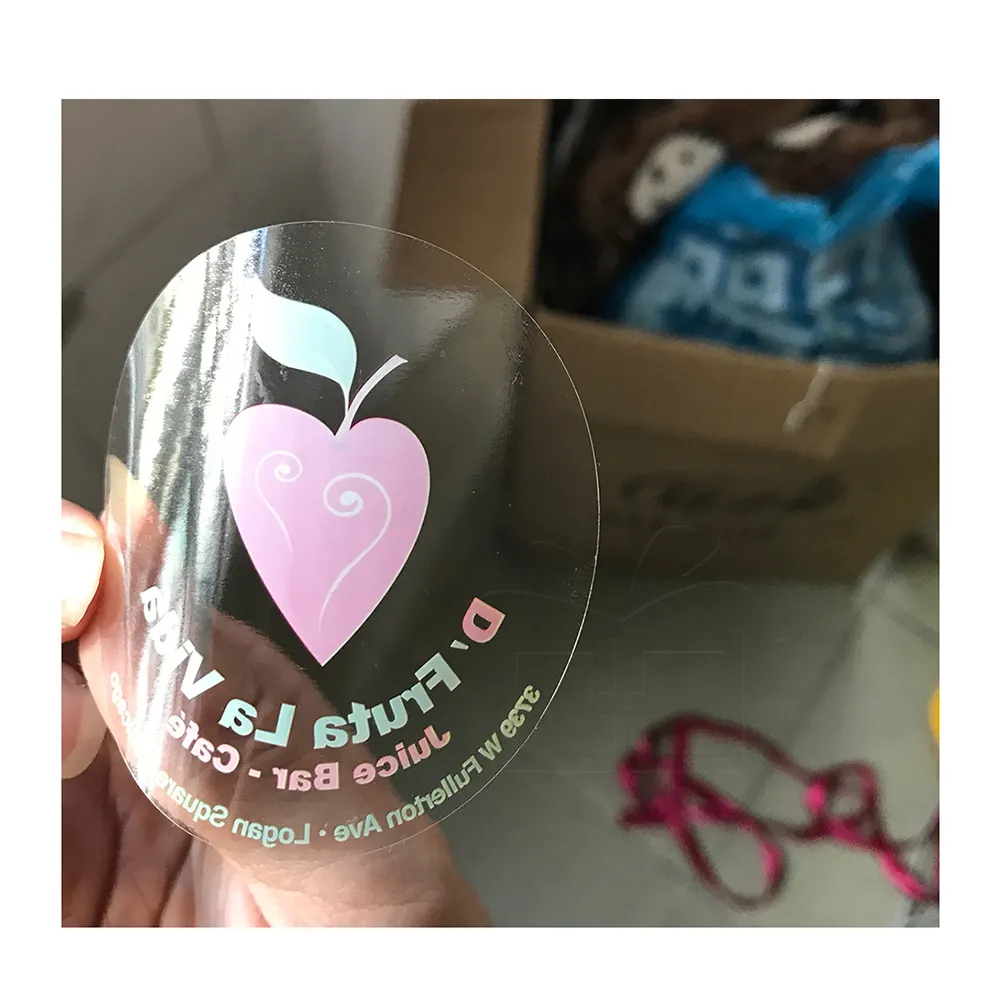 Custom Logo Printed Transparent Circle Shape Adhesive Sticker for Milk Tea Drinks Cup Labels