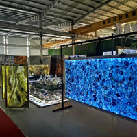 Décoration de luxe exotique naturelle Pierre d'onyx bleu semi-précieux Agate translucide Dalles de pierre Lumi Lumistone