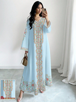 Robe de plage d'été ample à manches longues et col en V imprimée style bohème, grande taille, pour les vacances en Europe et en Amérique