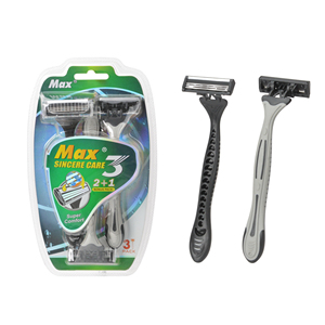 Max 3 katmanlı bıçak tıraş makinesi İsveç paslanmaz çelik bıçak jilet adam için yağlayıcı şerit ile paket başına 3 adet - Product Image 1