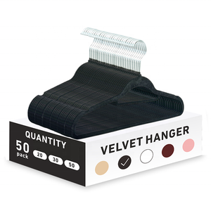 Boutique en ligne Offre Spéciale Lot de 50 cintres en velours noir antidérapants pour le linge Cintres floqués noirs - Product Image 6