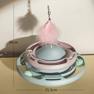 Vendedor caliente 2025 Venta directa de fábrica 2 niveles Juguetes divertidos para mascotas Tocadiscos <span class=keywords><strong>Crazy</strong></span> Ball Disk Juguetes interactivos para gatos para mascotas - Product Image 3