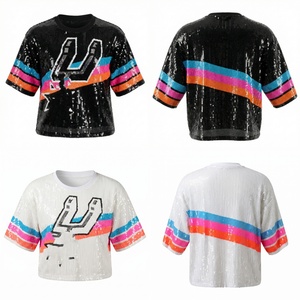 Nouvelle Blouse Noire à Paillettes San Antonio pour Femmes – Mode Luxe, Fan de Basketball, Antonio Fiesta, Tops Amples à Paillettes - Product Image 3