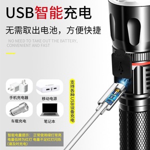 ไฟฉาย LED แบบสองหลอด ชาร์จผ่าน USB กำลังไฟสูง 5W สีดำ สำหรับเดินป่าและตั้งแคมป์ - Product Image 5
