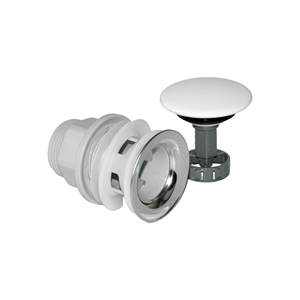 Scarico per lavabo in ceramica bianca con foro, G1 1/4, tappo a scomparsa con cestello filtro - Product Image 2