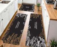 Ensemble de tapis de cuisine antidérapants à motifs floraux, design moderne et minimaliste, tapis absorbant l'eau et résistant à l'huile, tapis rembourré pour les zones d'évier