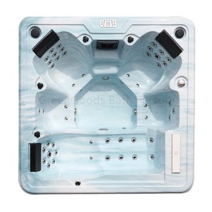 Bain à remous extérieur rectangulaire pour cinq personnes, autoportant, avec système Balboa, fonction de massage, échelle, fabriqué en Chine - Product Image 1