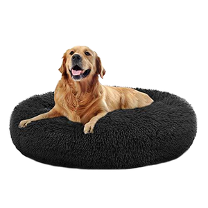 Cojín grande personalizado para mascotas, cama de lujo en forma de donut con piel sintética y fibra, sofá lavable para perros y gatos con estilo clásico de dibujos animados - Product Image 2