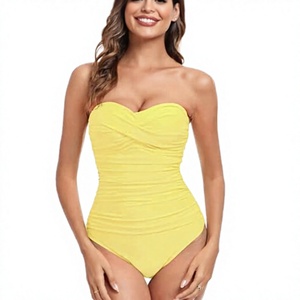 Traje de Baño Bikini de 2 Piezas Personalizado 2025, Sexy, Blanco, de Malla, Cintura Alta, Secado Rápido, Spandex/Nylon, con Top de Manga Corta y Pantalones Cortos - Product Image 3
