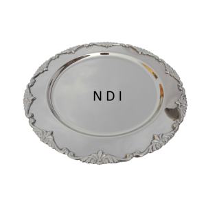 Plaque de chargeur ronde en acier inoxydable plaquée argent Offre Spéciale bordure en relief plaque de chargeur décorative en métal vente chaude - Product Image 4