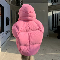 Übergroße Winter ente Jacke für Frauen Weibliche Baumwolle gepolsterte Oberbekleidung Puffer mantel Kurze Kapuze Einfarbig Warmes langes Nylon futter