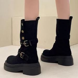 Bottines plateforme tendance pour femmes, style polyvalent et décontracté, semelle épaisse pour augmenter la taille et fonction antidérapante - Product Image 2