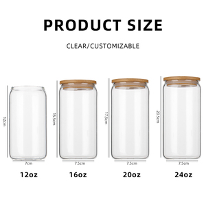 Jm OEM ODM 12Oz 16Oz Rõ Ràng Khoảng Trống Thủy Tinh Mason Jar Bia Có Thể Cốc Thủy Tinh Với Nắp Tre Và Rơm - Product Image 3