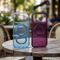 Étui magnétique de luxe effet coquille irisée compatible avec iPhone 18 17 Pro Max Samsung S26 Ultra avec support anneau 360°