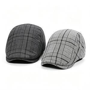 Casquette plate à carreaux pour homme, style vintage, à bord court, en tissu, pour usage quotidien et fêtes, vente en gros, personnalisation OEM ODM - Product Image 5