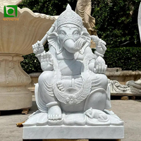 Sculpture de Bouddha grandeur nature, dieu indien, marbre blanc, sculptée à la main, décoration religieuse de jardin, statue de Ganesh