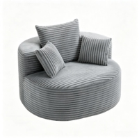 Canapé rond individuel moderne en velours côtelé compressé sous vide, fauteuil de relaxation incurvé et moelleux pour salon, balcon, chambre à coucher
