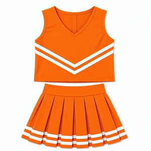 Uniforme de cheerleading personnalisé sublimé orange et blanc, haut court sans manches, jupe plissée, vêtements de sport d'équipe, vêtements OEM - Product Image 1