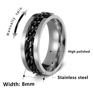 Stress <strong>Ring</strong> Anxiety Relaxing Stainless Steel Rotatable Chain Fidget Metal <strong>Spinner</strong> Women's Engagement Gift Band <strong>Ring</strong> Jewelry - Product Image 6