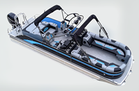 Bateau à ponton en aluminium de luxe de 27 pieds (8,2 m) certifié CE, pour sports nautiques, croisière, grande vitesse, gros moteurs, tritoon, à vendre