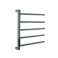 Rak Handuk Elektrik Berpemanas dengan Rak Penyimpanan, Penghangat Handuk Putar, Rak Pengering Dinding, Penghangat Handuk Stainless Steel 5 Batang