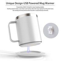 Mug chauffant avec double paroi en acier inoxydable 18/8, ensemble de chauffe-tasses intelligent pour café, chauffe-boissons pour bureau, maison, bureau à domicile