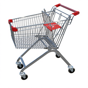 Chariot de courses de supermarché de style européen, chromé, 85L - Product Image 1