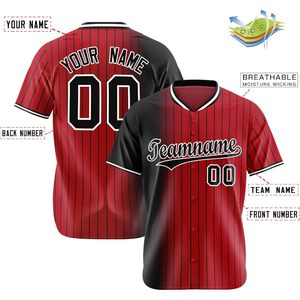 Camiseta de Béisbol Personalizada con Rayas, Unisex para Adultos, Camiseta con Degradado Personalizado con Nombre, Número y Logotipo, Absorbe la Humedad - Product Image 2