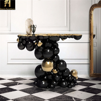 Design personnalisé Table console moderne de haute qualité Table console de salon en acier inoxydable noir et or