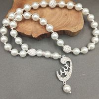Collier de perles de riz Tasbih, perles de prière 10-12 mm, perle intercalaire en argent 925, Rondelle blanche, pour femme musulmane, cadeau raffiné, vente en gros, personnalisable
