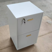 Gabinete de archivos rodante de 2 cajones con cerradura, archivador de madera debajo del escritorio compatible con tamaño carta/legal/A4 para oficina en casa, blanco