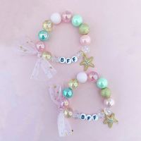 Bracelet extensible perlé personnalisé avec pendentif mode, breloque étoile, perles scintillantes et nœud en dentelle pour filles et enfants