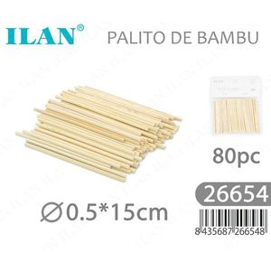 Bastoncini di bambù 0,5x15 cm 80 pezzi per spiedini e lavori artigianali - Product Image 1