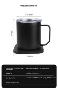 Produit en gros : Tasse à café en céramique intelligente à chargement sans fil rapide 15W avec thermostat et isolation thermique pour usage au bureau - Product Image 6