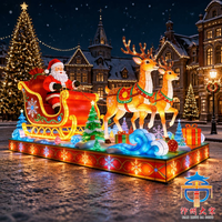 Grande Lanterne Artisanale en Soie en Forme de Traîneau du Père Noël avec Rennes pour Décoration Extérieure de Fêtes Western et Places Publiques