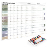 2025 jadwal perencana tahunan penuh tahun satu halaman kalender dinding tahunan Poster kertas tebal besar dengan stiker kalender jam