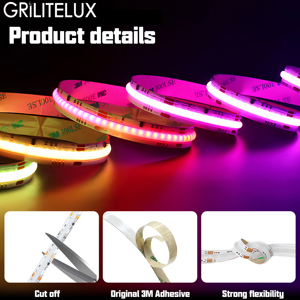 Bande LED COB Dream Color RGBIC adressable DC24V sans points pour effets d'éclairage de divertissement en club et bar - Product Image 3