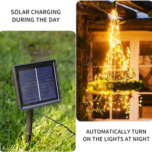 Alambre de cobre de Navidad para interiores/exteriores, <span class=keywords><strong>LED</strong></span> con energía Solar IP44, guirnalda impermeable, vid como <span class=keywords><strong>cascada</strong></span>, cadena de <span class=keywords><strong>luces</strong></span> de hadas para festivo - Product Image 3