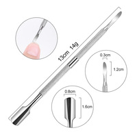 Professionnel de haute qualité en acier inoxydable double extrémité cuticule poussoir Nail Art outils pour manucure pédicure en gros